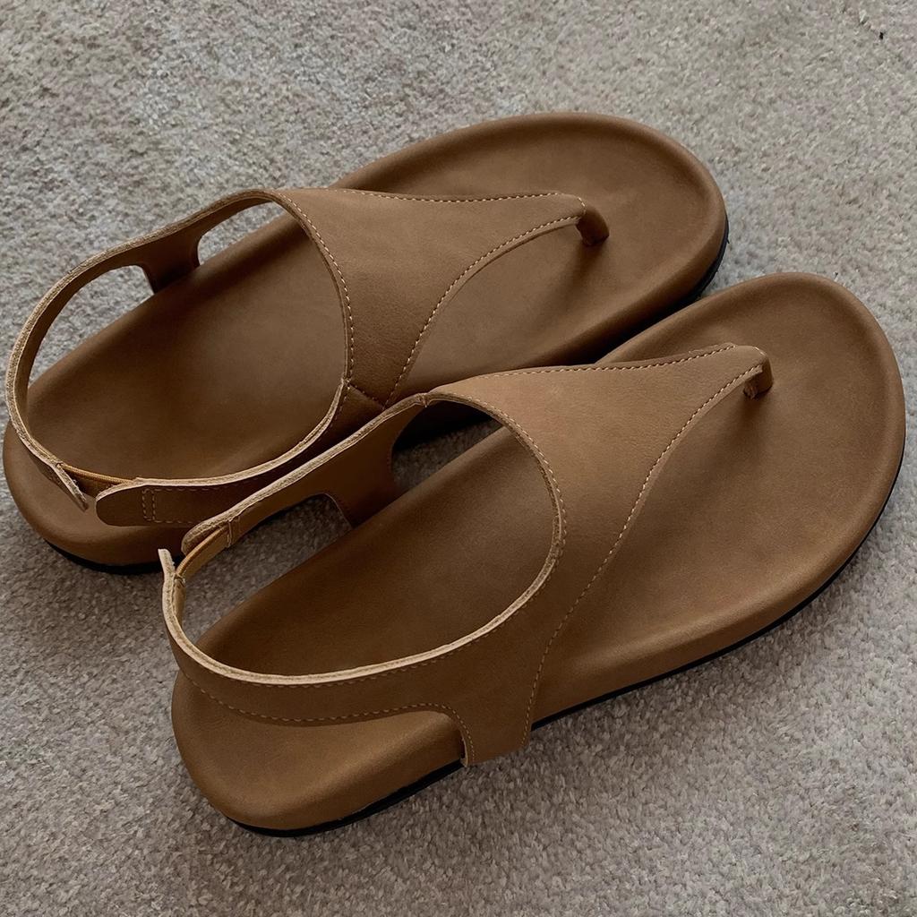 Wersja ze skóry owczej~ Prosty temperament jodełka retro nosek sandały rzymskie damskie letnie wakacje płaska podeszwa klapki zimowe