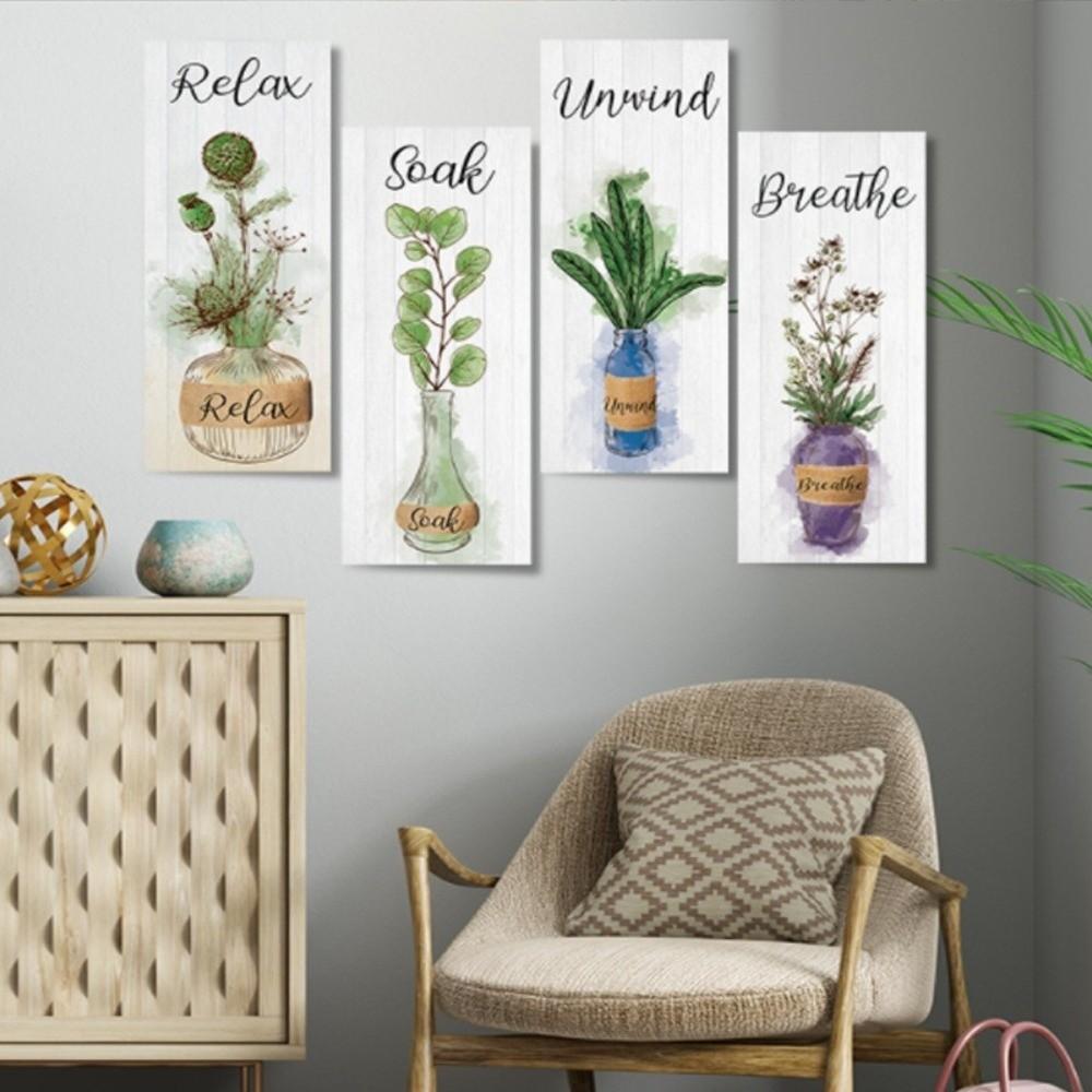 Handmade Plants Hanging Sign Wooden Wall Decor Paintings Wall Plate Floral Wall Art Office