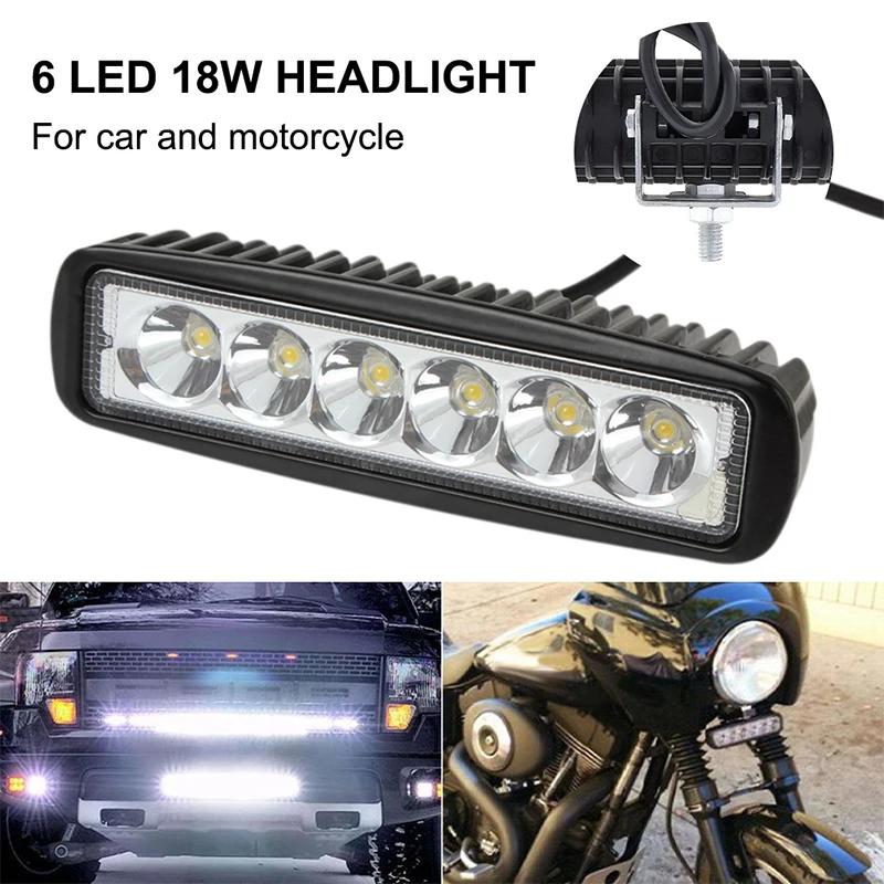 1pcs 18w 6 LED Car Work Light DRL Spotlight High Bright Waterproof Auto Offroad SUV Truck Headlights Driving Lamp 12V 24V 6000K