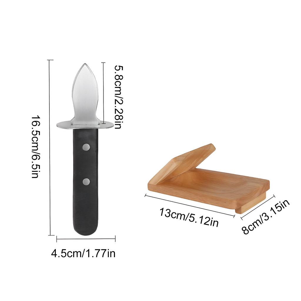 Edelstahl Austernöffner-Set Muschelöffner Holz Meeresfrüchte-Öffner Werkzeuge für Heimküche Hotel Grill