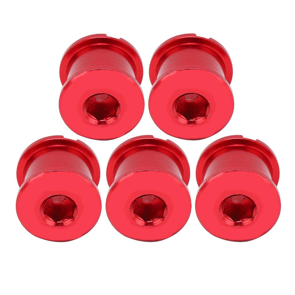 5 stk MTB Sykkel Kjedekransskrue Dobbel Kjedering Kranksett Bolt 7075 Aluminium SkiveskruerRød