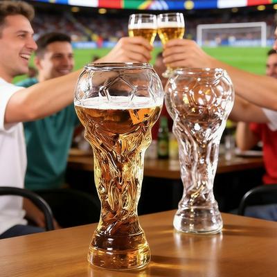 Football Trophy Shaped Beer Cup Heat-Resistant Glass Beer Mug For Bar Fans Family Gatherings Bar Pub Party Fan Gifts Drinkware