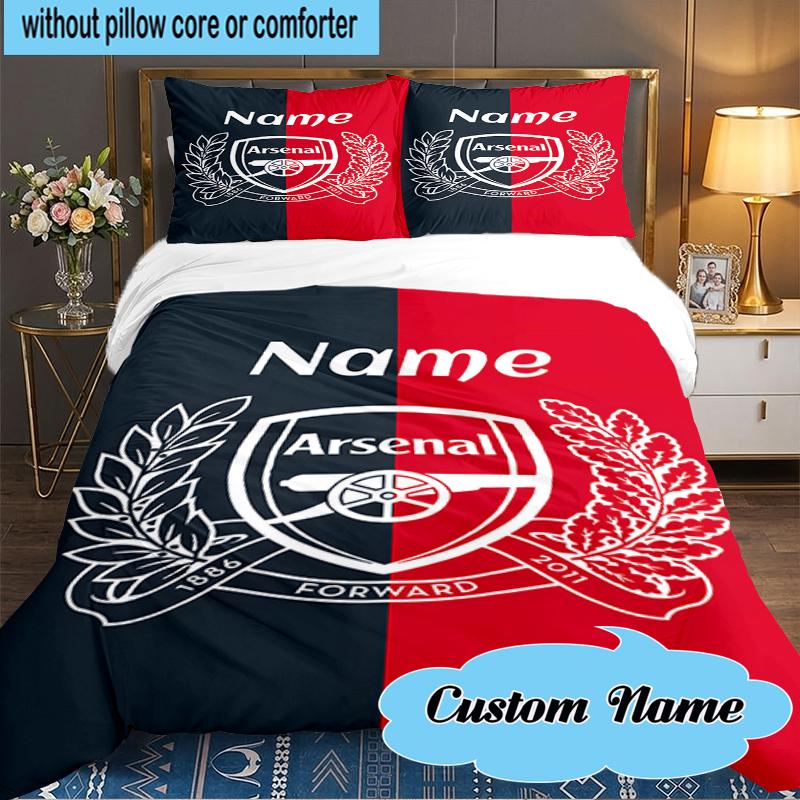 Custom Name Nassr FC Crest Bedding Set 3pcs, Bedding Set Including 1pc Duvet Cover And 2pcs Pillowcases for Bedroom, Dormitory Gift