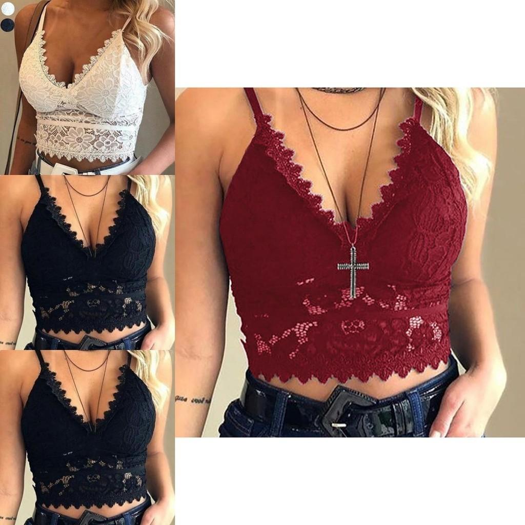 Elegant Lace Women's Bralette Cami Top With Sexy V-neck And Spaghetti Straps