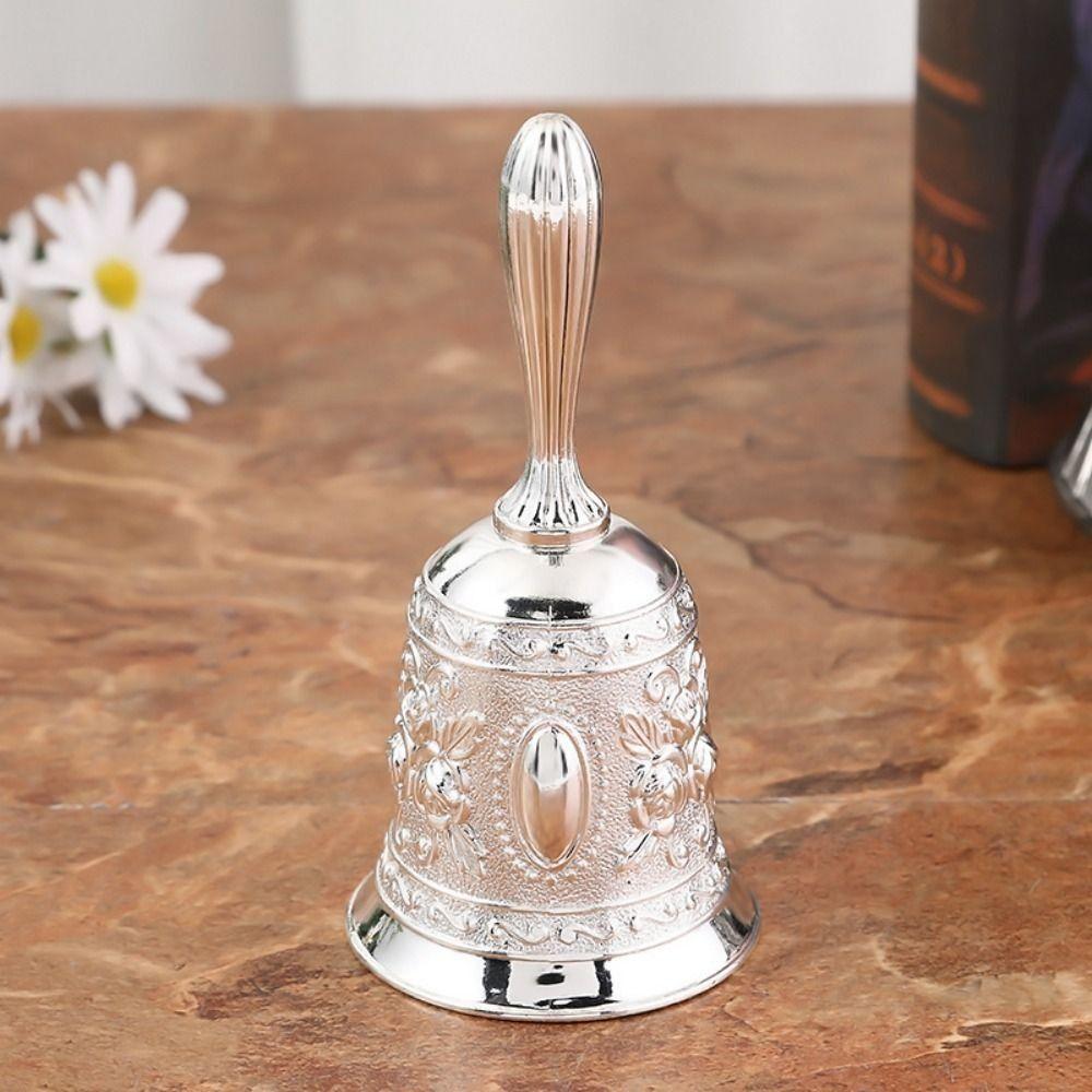 Retro Rose Church Bell Clear Sound Golden Dinner Bell Table Decor Pet Bell School