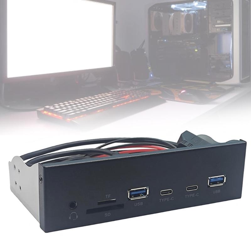Fast Speed USB3.2 Gen1 Optical Drive Bay Panel Featuring Double Type C And 3.5mm Auditory Port for Desktop 5.25inch Bay