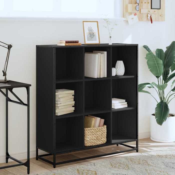VidaXL Bibliothèque noir 97,5x33x107,5 cm bois d'ingénierie et métal, étagère à livres, porte-livres, support à livres, 3300860