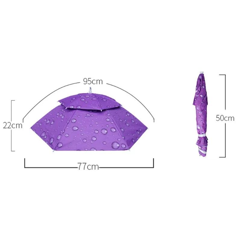 Portable Outdoor Rain Umbrella Hat Fishing Hats Foldable Sun Shade Waterproof Camping Fishing Headwear Cap Beach Head Hats