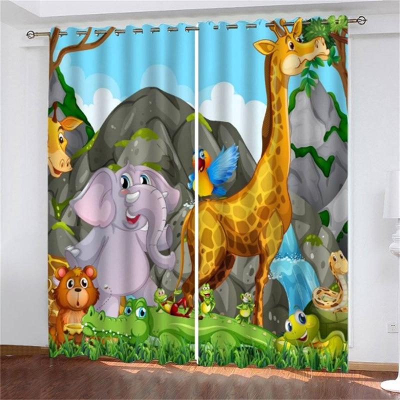 Curtain Forest Zoo Cartoon Children 3D Digital Printing High Density Blackout