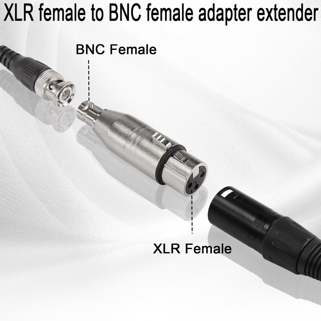 QIANRENON XLR BNC Adapter 3-Pin XLR Female To BNC Female Coaxial Video RF Audio Camera Microphone Mixing Console Extension Converter