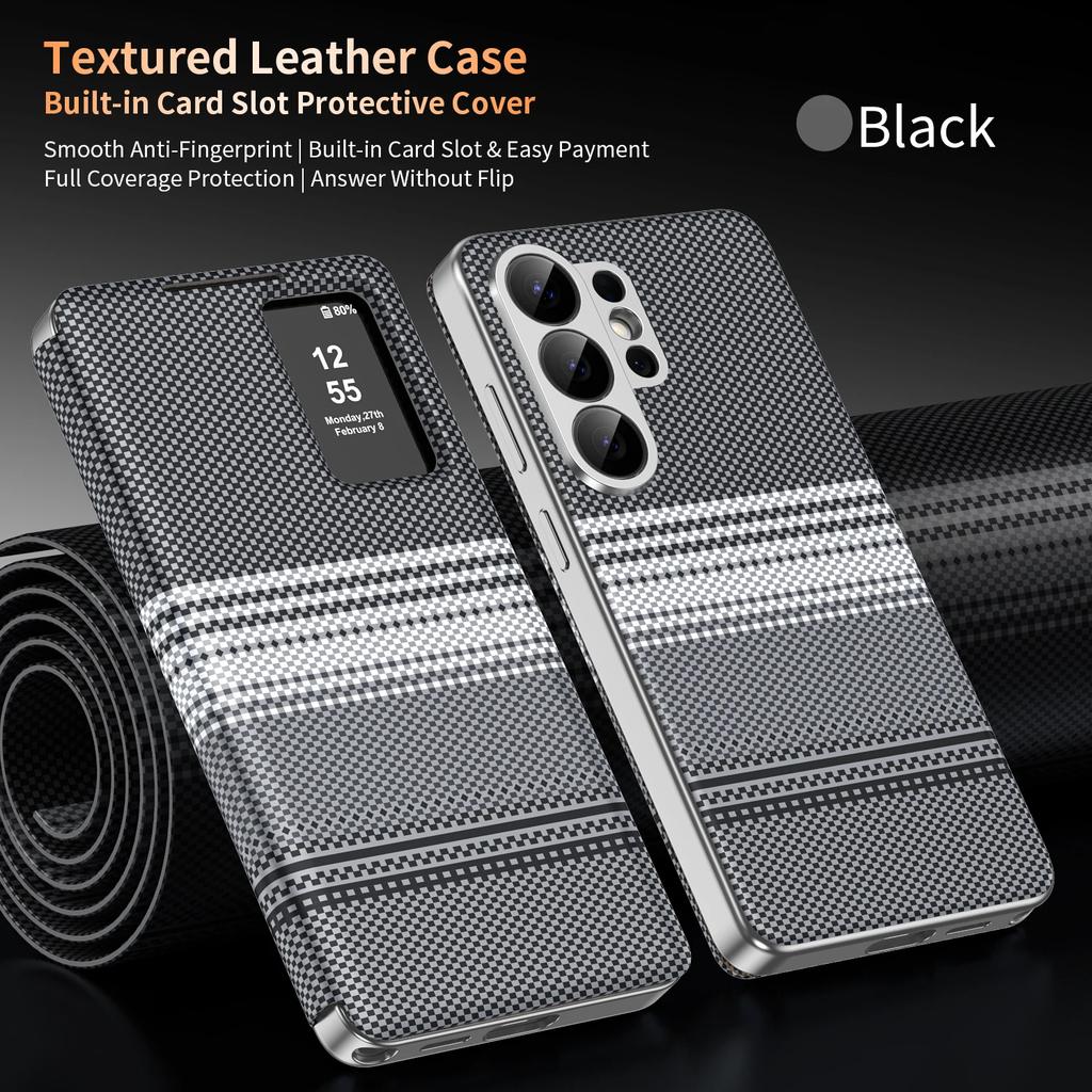 Smart Window View Case for Samsung Galaxy S26 S25 Ultra S26 Plus S25 FE Edge Cover Flip Leather Touch Display Cover Figure Shell