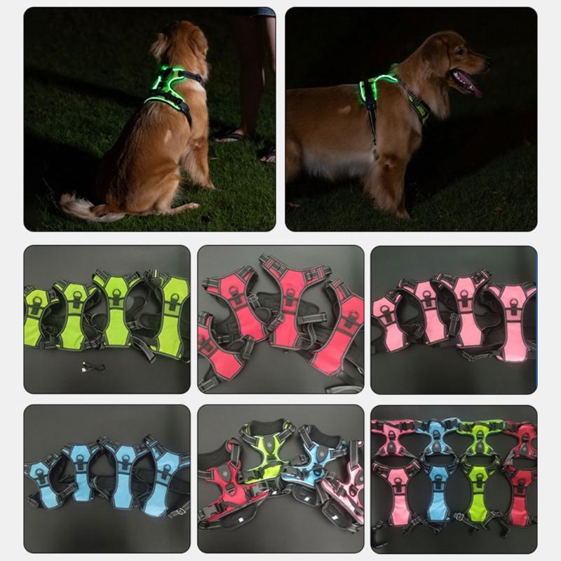 Mode Hunde Geschirr Leine Verstellbare Länge Haustier Brust Rücken LED Hunde Weste mit Robuster Schnalle für Haustier Outdoor Spaziergänge