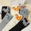 Cute 3D Cartoon Cat Bubble Socks, Mid-calf Socks, Trendy Autumn and Winter Cotton Socks, New Style 3D Pom-pom Sweat-absorbent Loose Socks