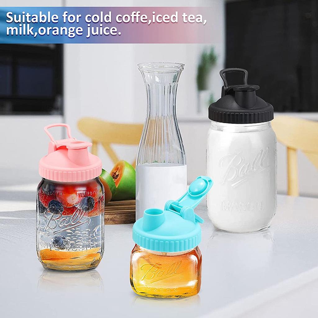 Buy 4Pcs Mason Jar Lid,Reusable FlipTop Jar Screw Lid,LeakProof Seal