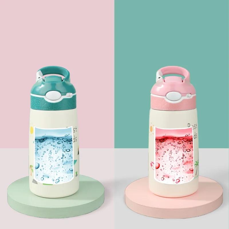 400ML Kids Water Bottle Cartoon Animal Thermos Mug Baby Duck Billed Straw 316 Stainless Steel Vacuum Flasks Thermos Bottle