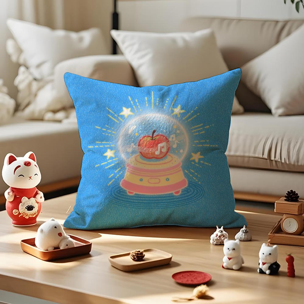 Anime Lucky Fruit Fun Pillow Case Silky Short Plush with Invisible Zipper Dustproof Sofa Cushion Cover for Home Decor
