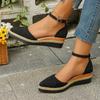 Fashion Women's Shoes Closed Toe Women's Sandals 2025 Hot Sale New Round Toe Casual Sandals Women High Quality Solid Wedge Single Shoes