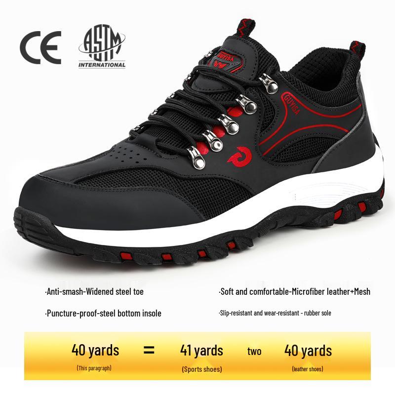 Men's Safety Work Shoes, Anti-Smash, Puncture-Resistant, Non-Slip, Wear-Resistant, Lightweight Rubber Soles