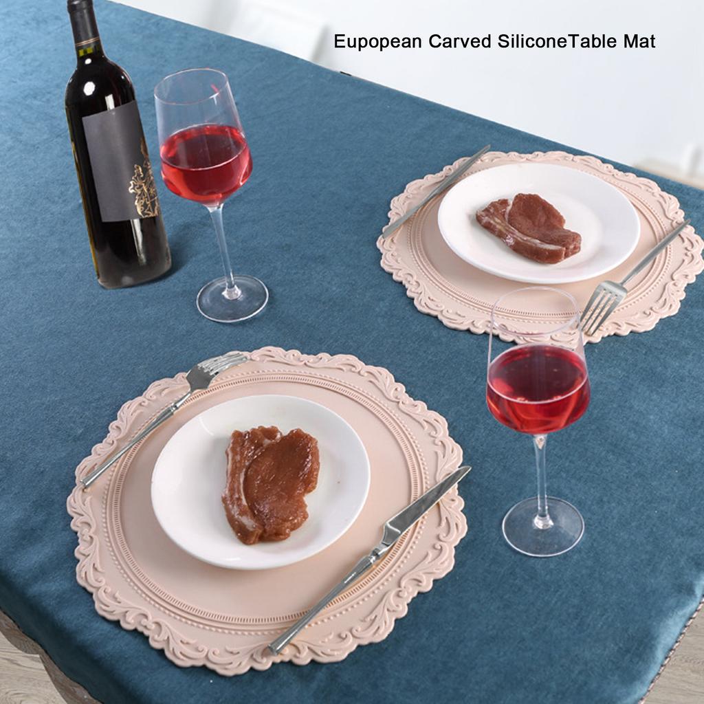 Nordic   Silicone Placemat Embossed Insulation Thickened Round Silicone Mat for Home Kitchen