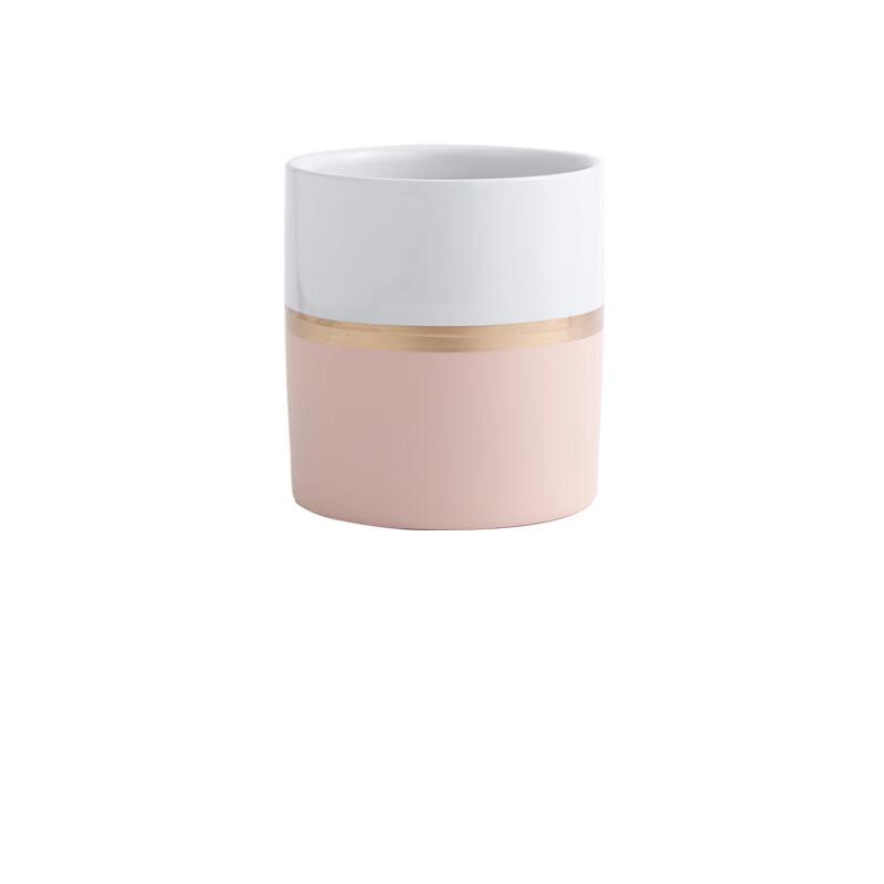 Gold-Rimmed Ceramic Flower Pot