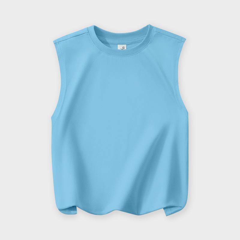 Boys' Solid Color Cotton Tank Top - Summer Sleeveless T-Shirt for Kids and Baby.
