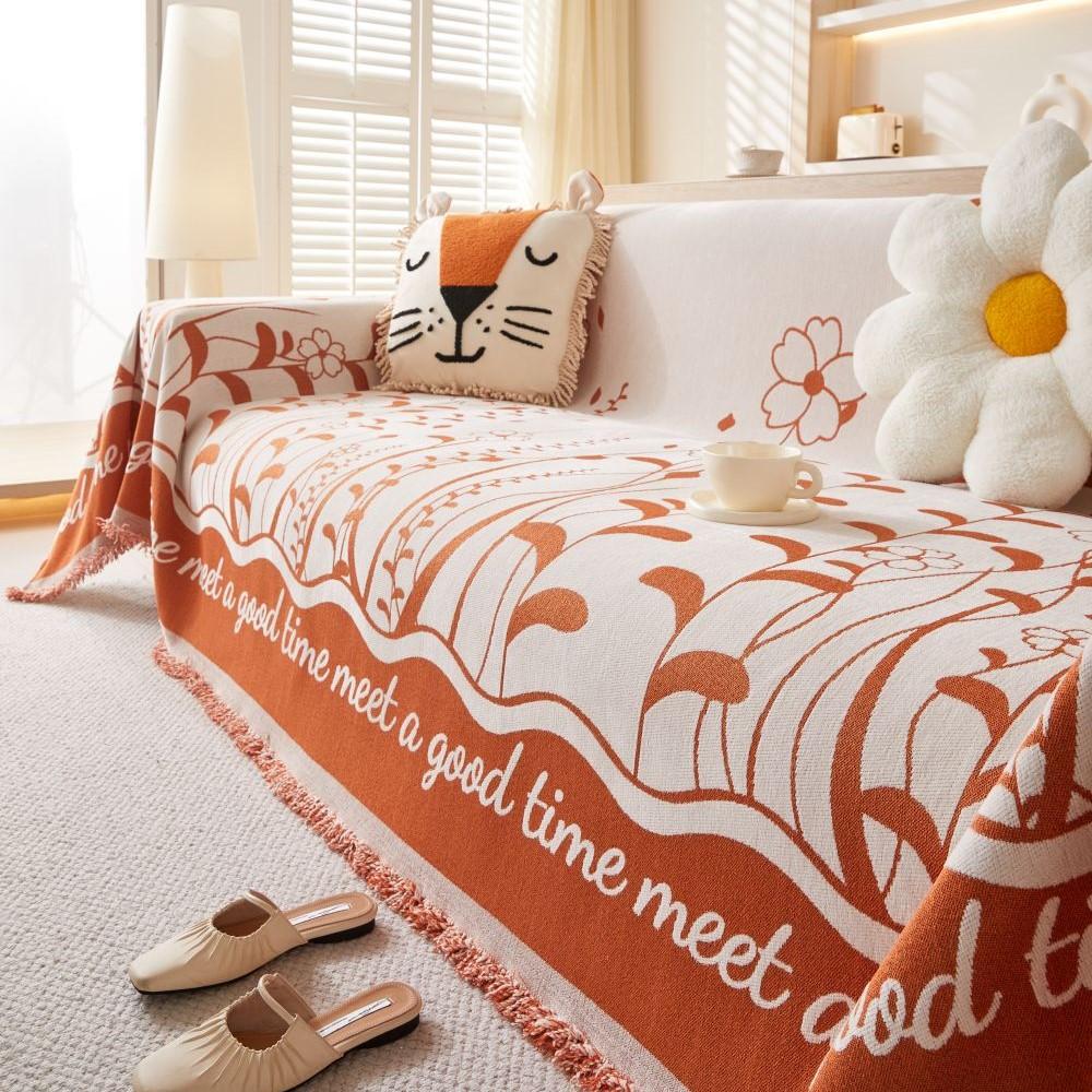 Sofaüberwurf Home Chenille Blumen Sofa Matte Tagesdecken Ganzjahres Camping Picknickdecke Bezug Sofabezug