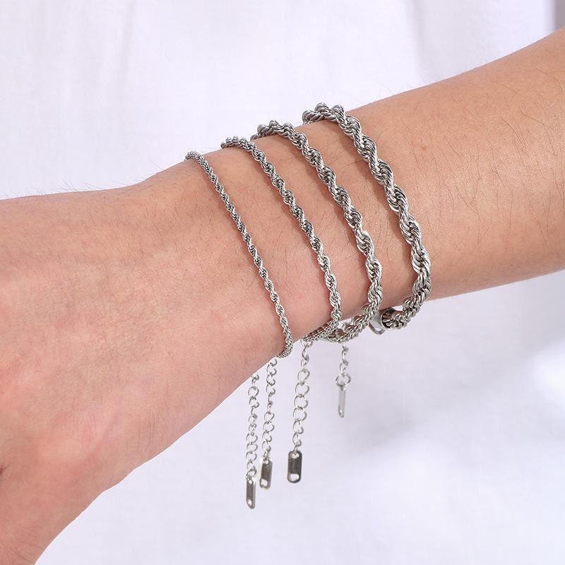 Plain Chain Bracelet, Popular Hip Hop Adjustable Twist Chain Stainless Steel Neutral Wind Necklace