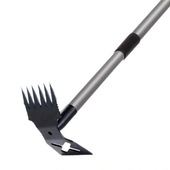 Long Handle Weed Puller Tool Heavy-Duty 2-in-1 Weeding Tool Hand Weed Rake And Hoe for Easy Weeding Soil Loosening Digging in Garden Yard Lawn