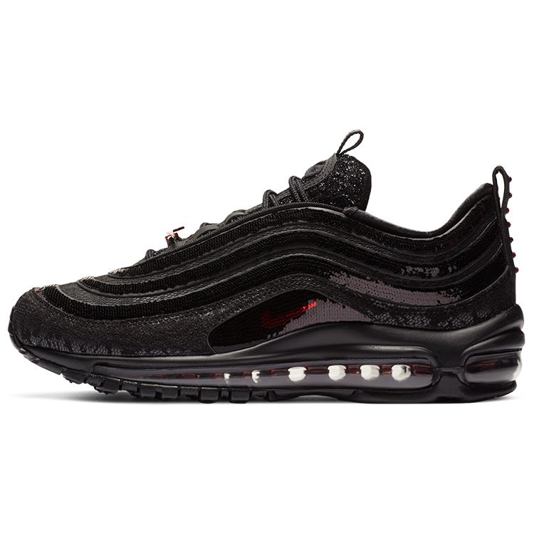 Nike Air Max 97 Prm Retro Sports Mesh Fabric Synthetic Leather Low Top Air Cushion Casual Running Shoes Women Sneaker Black Red DC1709-060