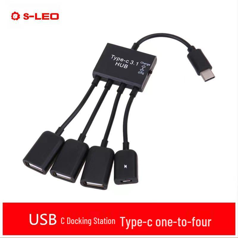 Micro USB OTG Hub Expansion Dock: One-to-Three Splitter with Power Supply for Mobile and Tablet.