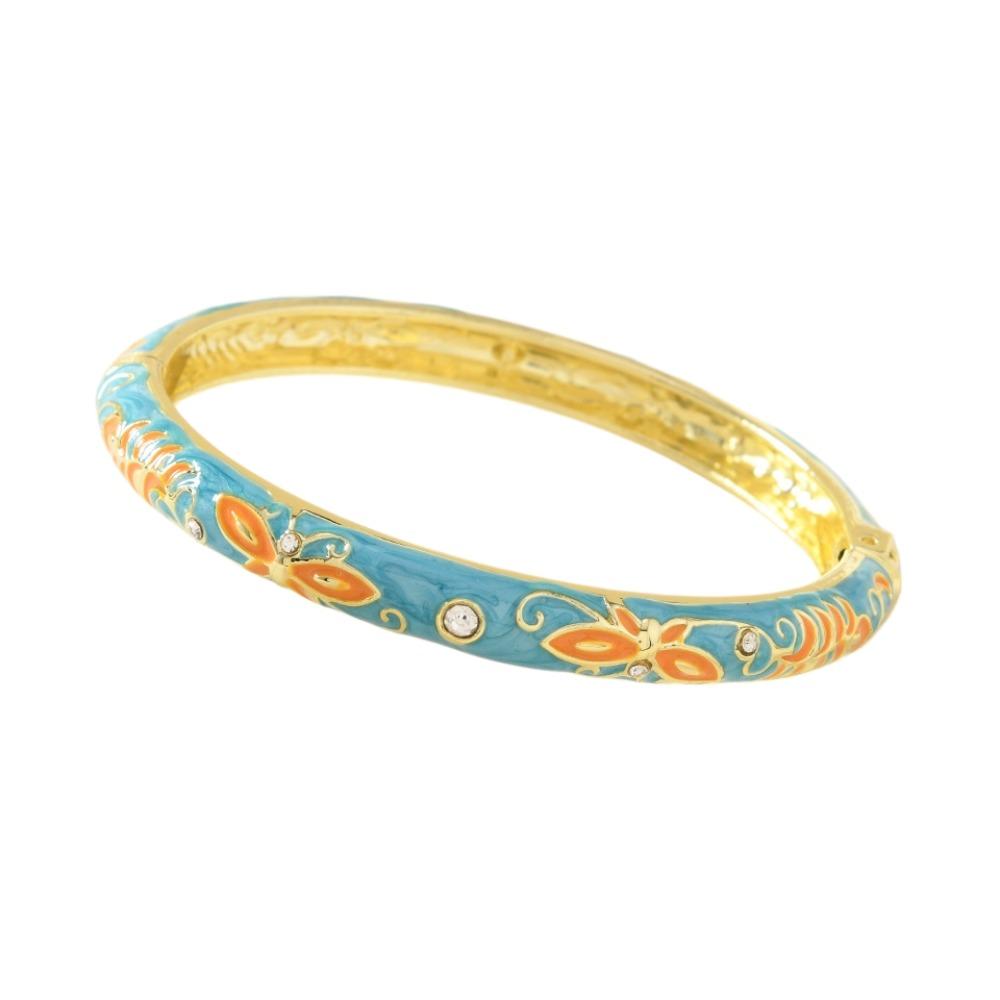 Enamel Vintage Cloisonne Bangle Traditional Butterfly Floral Chinese Flower Bangle Vintage Chinese Women's Hand Bracelet