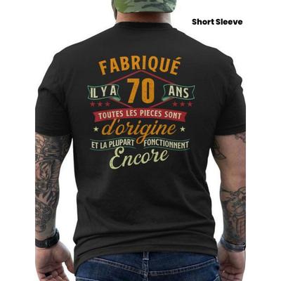 Herren T-Shirt zum 70. Geburtstag - Fabrique 70 Ans Design mit Roten & Grünen Grafiken, 100% Baumwolle, Atmungsaktiv & Bequem, Lässiger Rundhalsausschnitt, Kurzarm