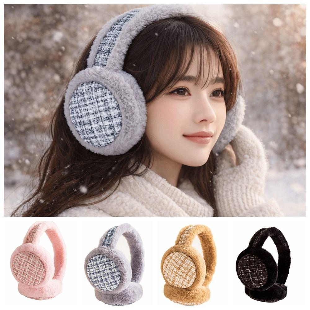 Plush Foldable Ear Cover Solid Color Winter Thicken Earflap Fashion Winter Warm Earmuffs Men