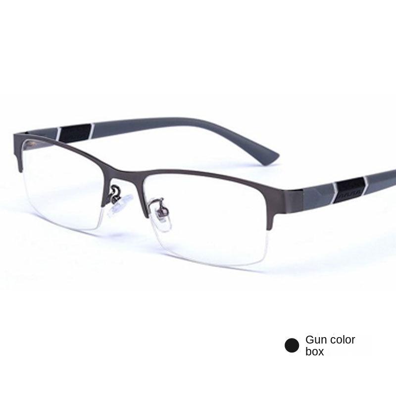 Myopia Glasses New Metal Frame Business Finished Half Frame Men Anti Blue Light Short Sight Eyeglasses