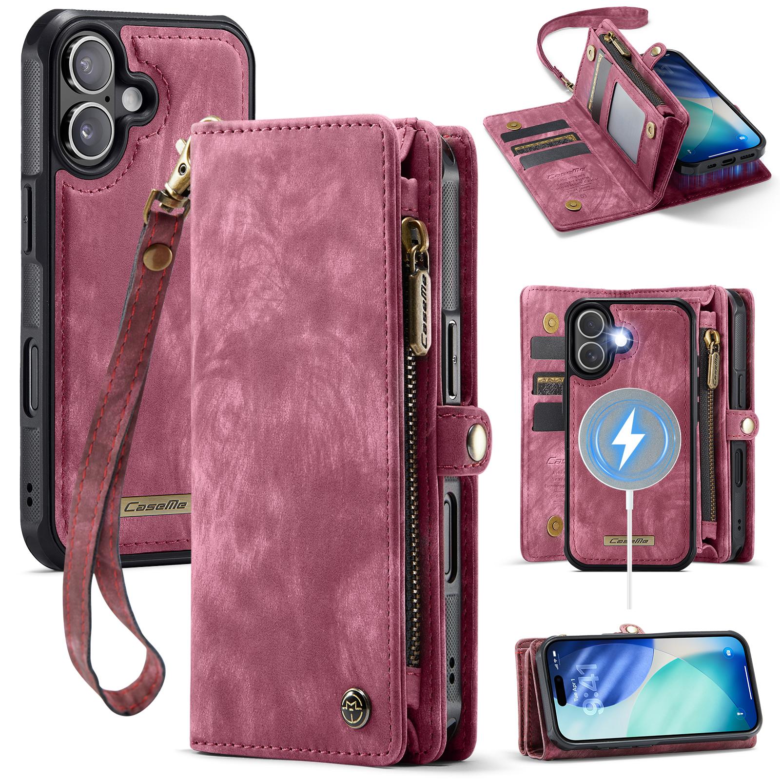 

For iPhone 17 Phone Cases CASEME 008 Leather Cover with Detachable Wallet and Strap