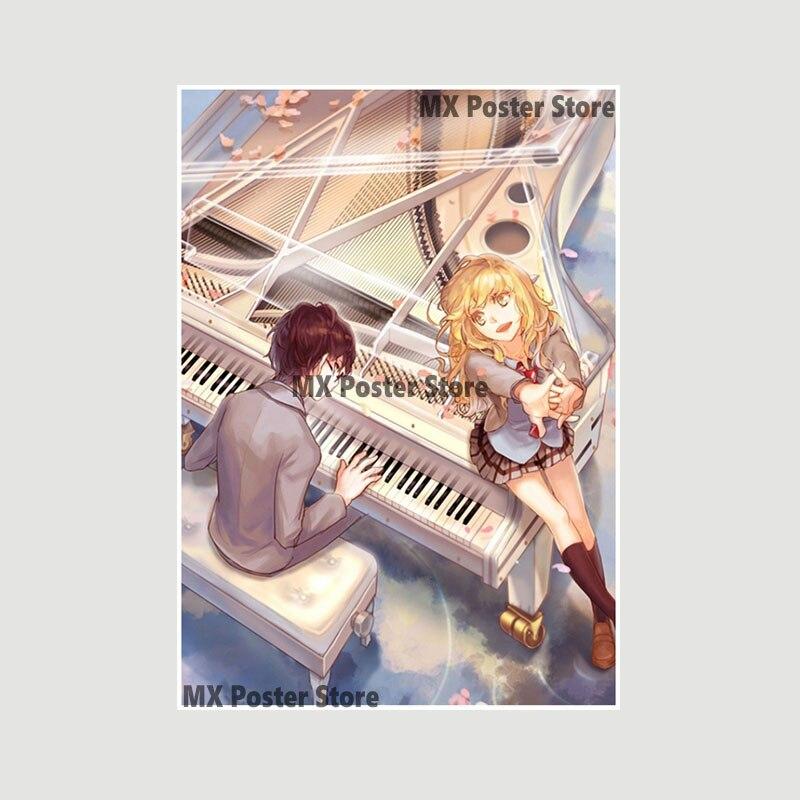 Japanische Anime Your Lie In April Poster weiß beschichtetes Papier Wandaufkleber Home Decor Wandbild Wohnzimmer Bar Dekoration Malerei