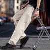 ROMON Men's Straight-Leg Linen Blend Casual Pants