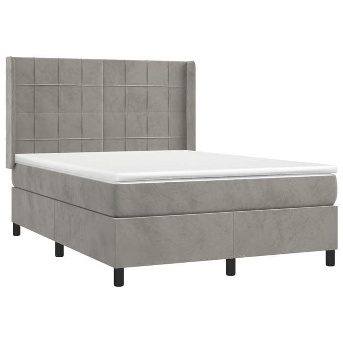 Maison Exclusive - Rete a doghe per letto e materasso Grigio chiaro 140x190cm Velluto