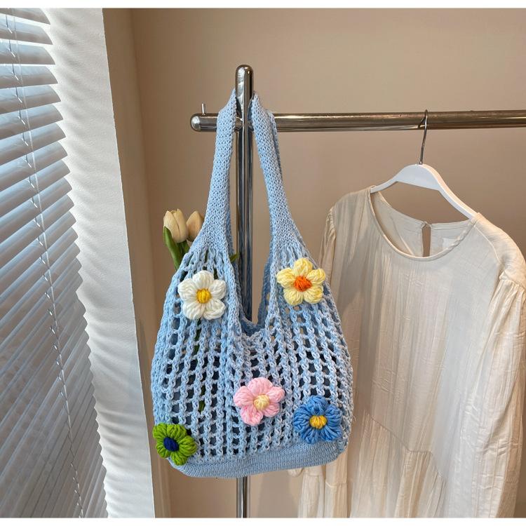 Summer Foreign Style Knitted Tote Bag Women'S Trendy Large-Capacity Versatile Woven Bag Casual Shoulder Bag