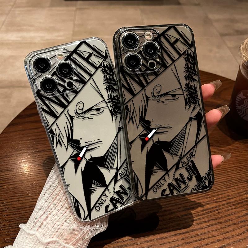 One Piece Sanji Manga Panel Clear TPU Phone Case For IPhone 15 Pro Max & Samsung Galaxy S24 Ultra, Shockproof Cover
