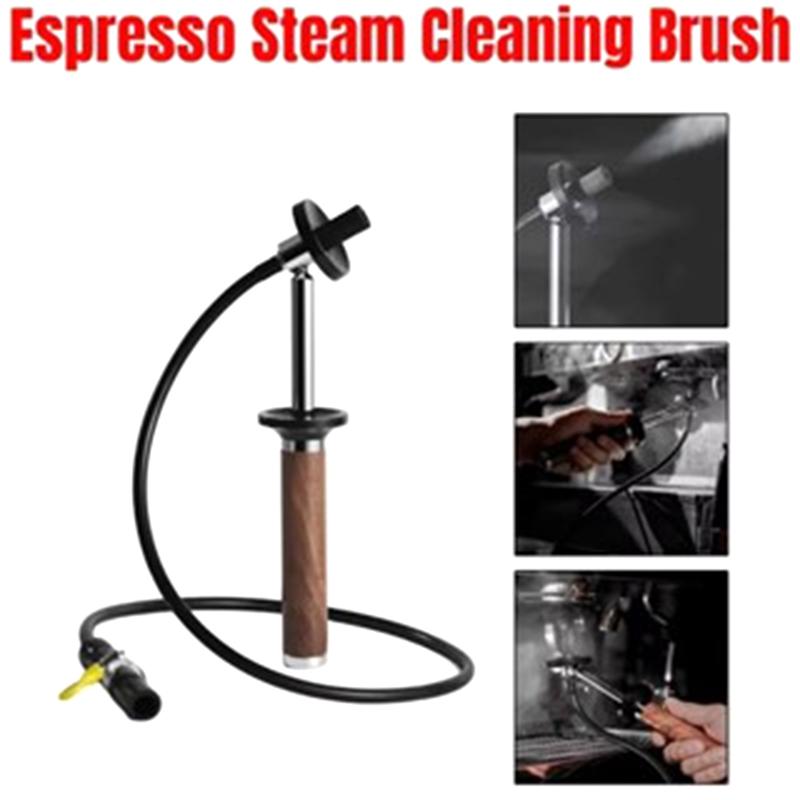 A84E-For Cafe, Home Compatible Coffee Machine Steam Cleaning Brush With Solid Wood Handle, High Pressure Washing Tool