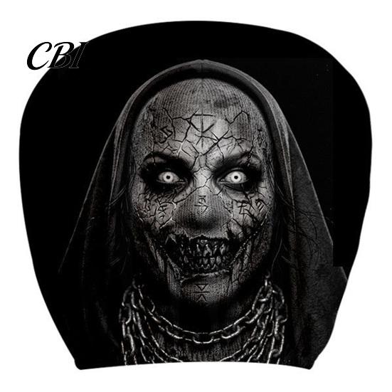 Spooky Theme Car Decoration Funny Headrest Covers, Ghost Skull Print Decorative Covers for Cars Seat Protector, Universal Breathable Auto Interior