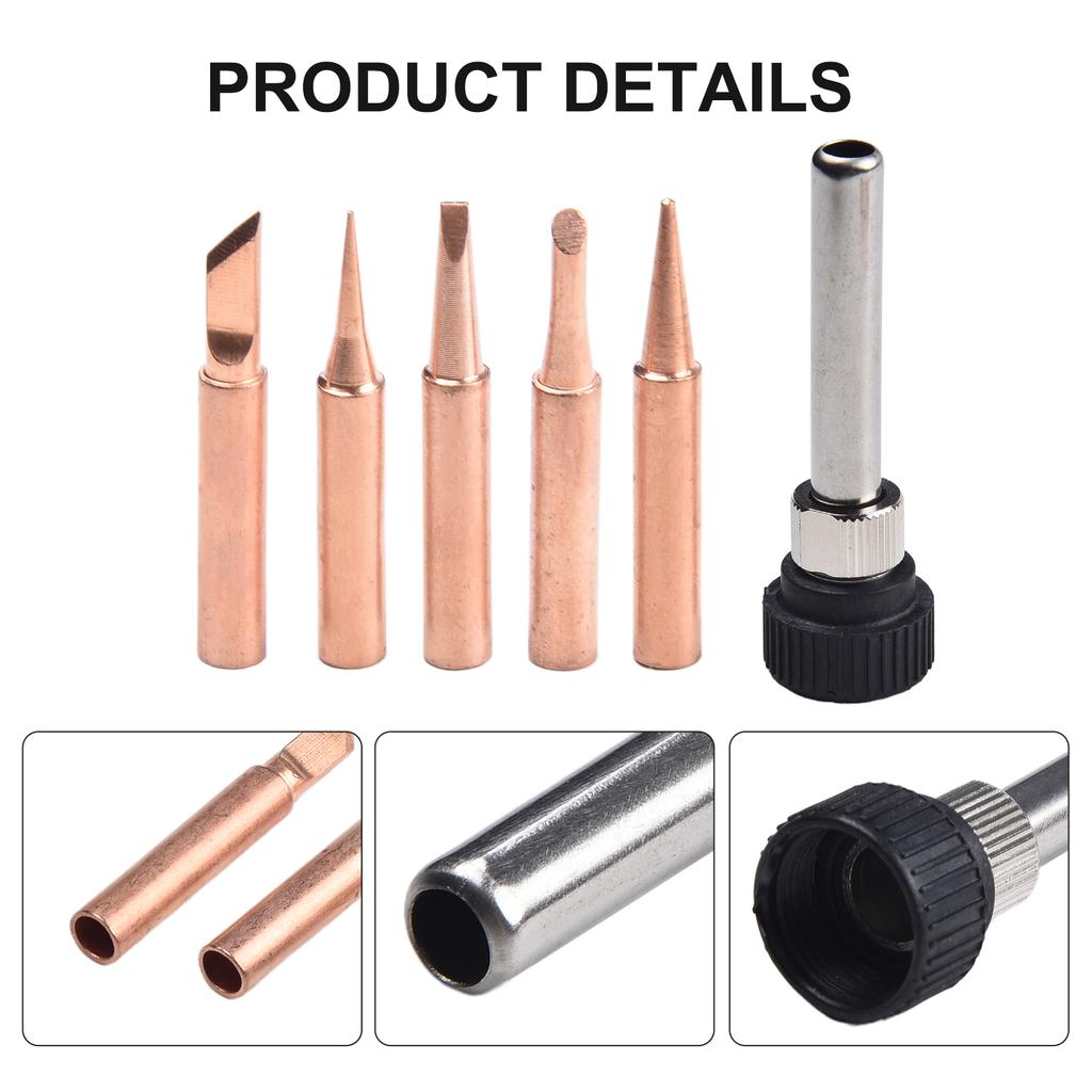 Professional Copper Soldering Iron Tips 6pcs Tips for Precision Soldering