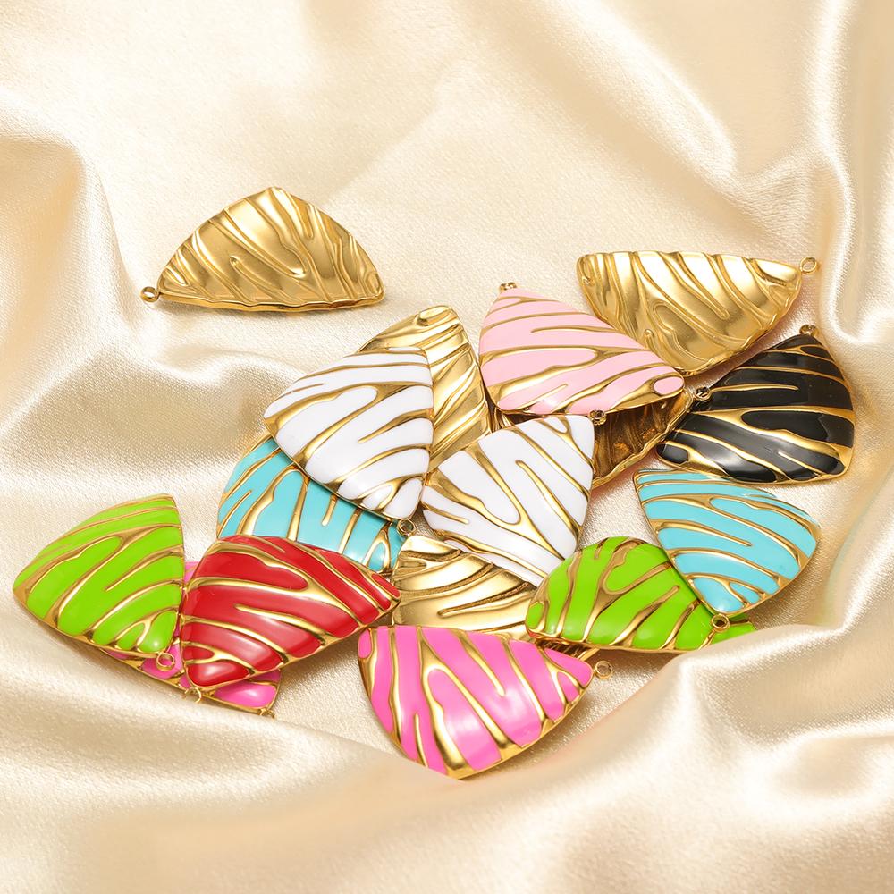 5pcs Stainless Steel Enamel Triangle Charms for DIY Jewelry Findings Necklace Pendant Bracelets Earrings Making Eardrop Supplies