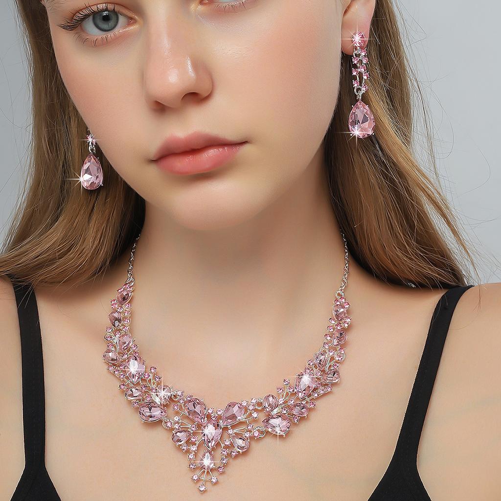Wedding accessory set, women's earring necklace set, bride's jewelry set, luxurious and high-end accessories