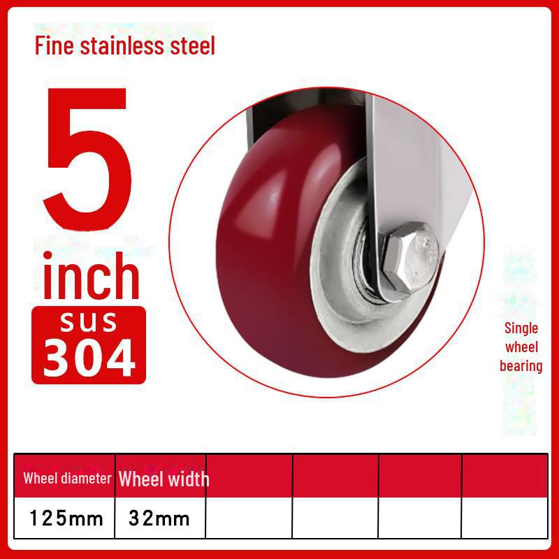 Medium 304 Stainless Steel Silent Caster Wheels with Brakes - Available In 3", 4", and 5" Sizes (Anti-Rust & Labor-Saving)