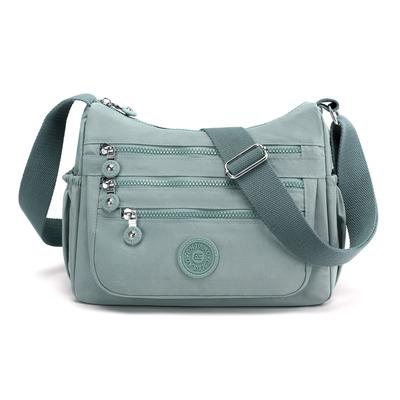 Simple Solid Color Nylon Cloth Messenger Bag Women's Bag Large Capacity Multi-compartment Multi-pocket Lightweight Mother Bag Versatile