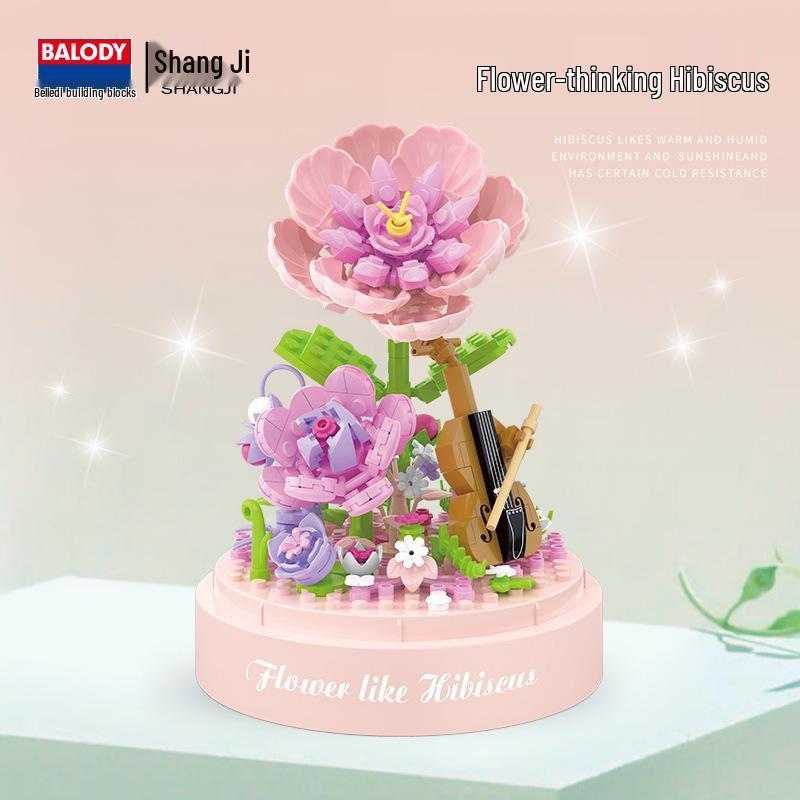 BeleDi Blumen-Spieluhr DIY Bausatz: Mikro-Bausteine für ein lehrreiches Schmuckstück und Geburtstagsgeschenk für Mädchen.