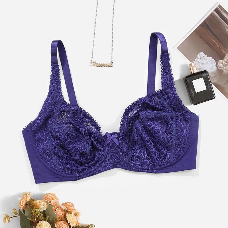 Women Plus Size Bras Lace Bralette with Wire No Foam Pad Thin Brassiere 75C-100C 80D-105D