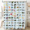Animal Print Shower Curtain Set Featuring Unique Animal Designs For Bathroom Decor Blue Background With Various Animals Silhouet